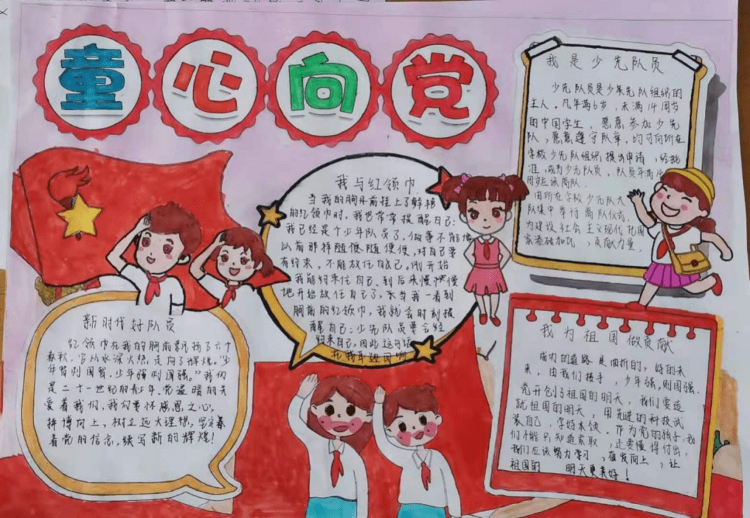 网童心向党100幅图片童心向党奋斗有我庆祝建党100周年手抄报小报下载