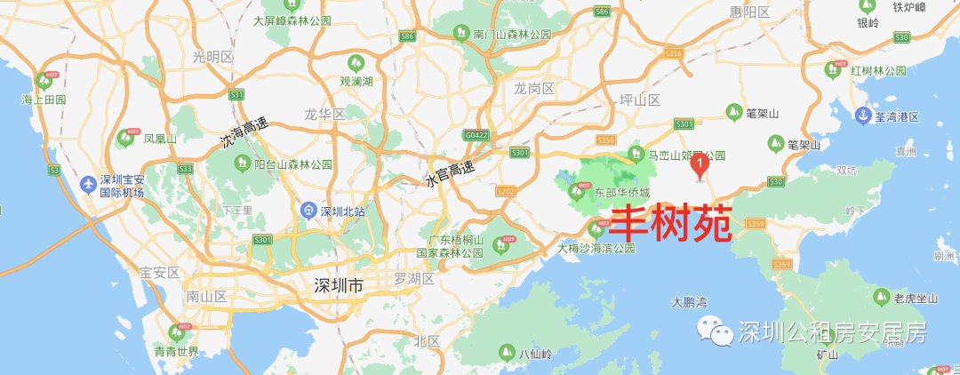 本次房源为「丰树苑」位于大鹏新区葵涌街道丰树山路,基于这个位置,东