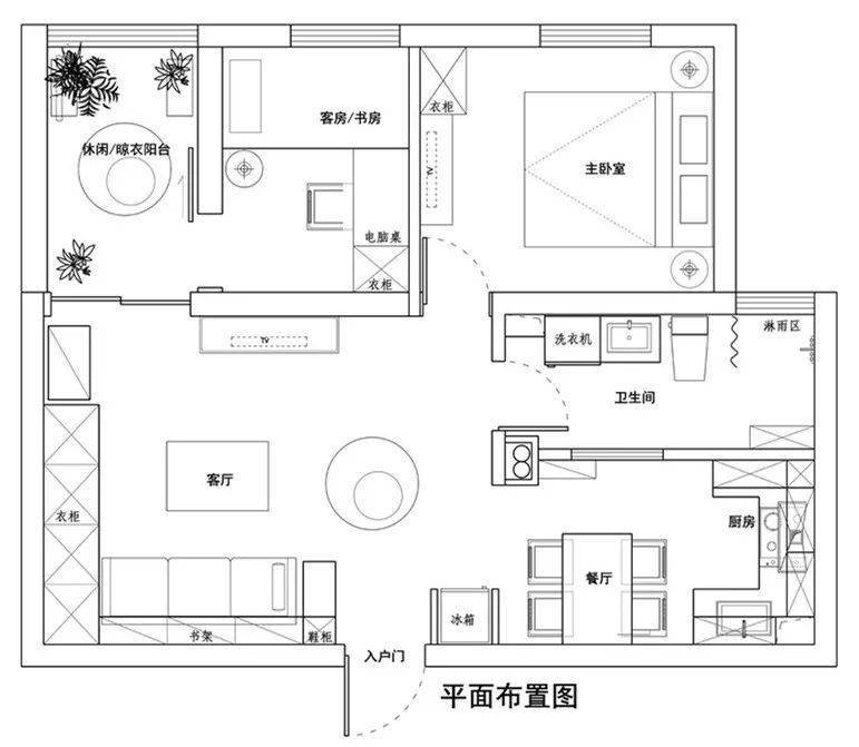 66平的轻奢风小户型二居室,简洁的基础上,客厅多了好些储物空间
