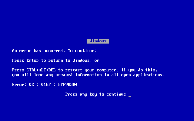 windows 3.1/95/98/me的通用蓝屏界面
