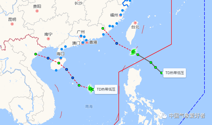 大部,北部湾西北部以及西沙群岛,中沙群岛,南沙群岛,台湾岛南部沿海