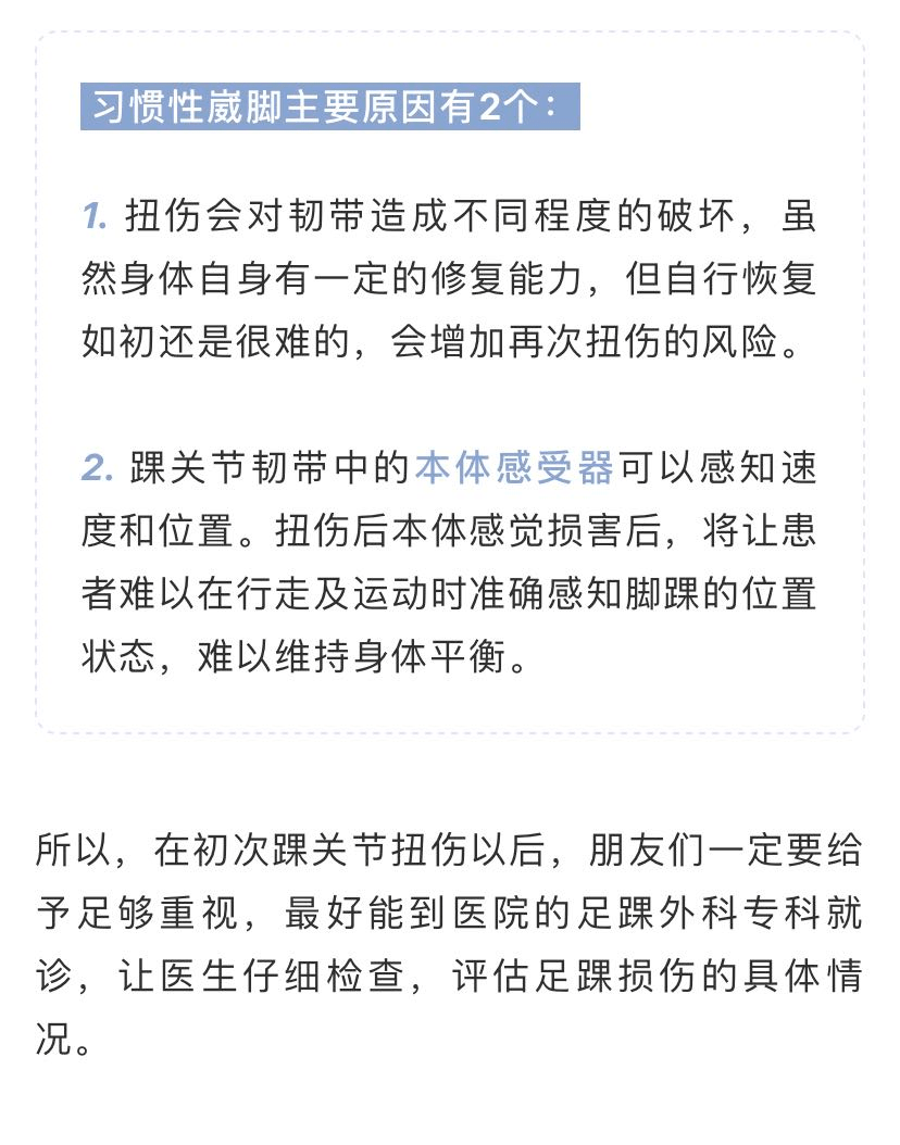 肌骨康复科咨询电话:7516025为什么会"习惯性崴脚"呢?如何保护踝关节?