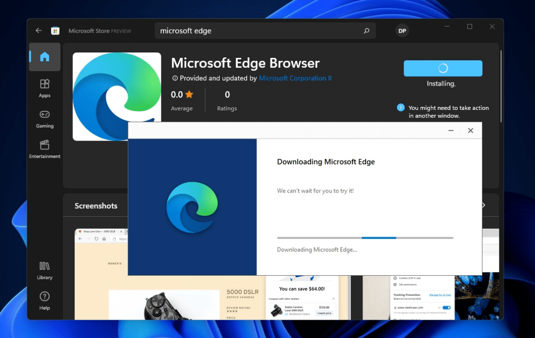 windows11的microsoftstore即将上架edge浏览器