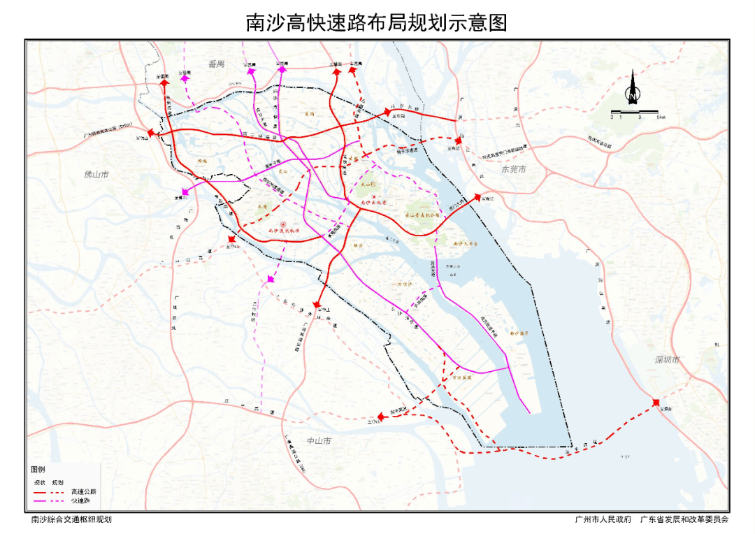 "六横":南二环高速一南沙大桥,黄榄干线,狮子洋通道,莞佛高速一虎门