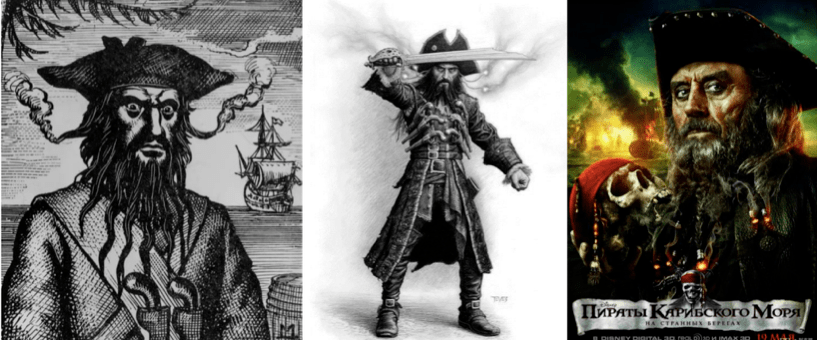 黑胡子海盗历史人物图/《加勒比海盗》电影黑胡子船长角色图@disney