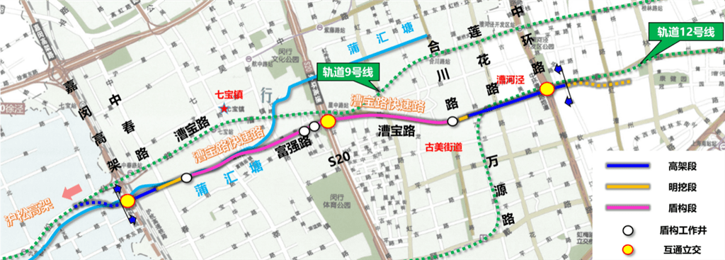 漕宝路快速路新建工程位于松江,闵行和徐汇交界处,工程西起嘉闵高架