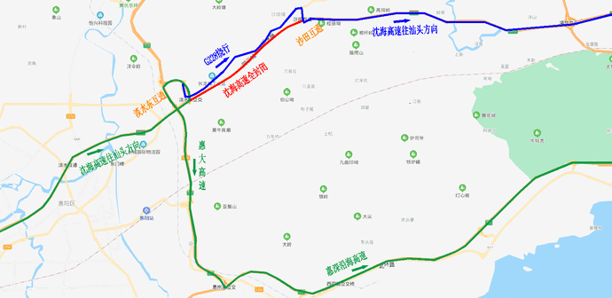 即深圳方向)期间,车辆可经沙田互通绕行g228国道,或提前规划行驶路线