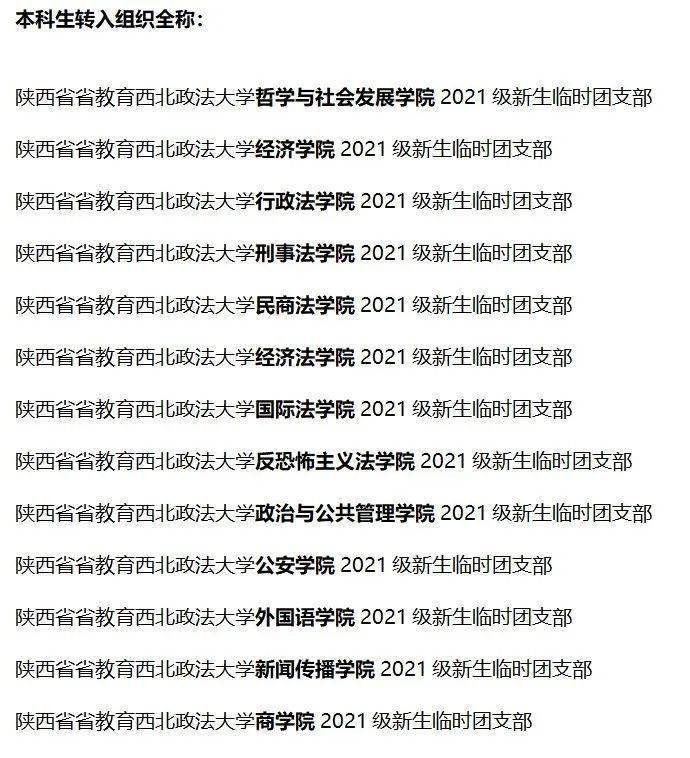附:  本科及研究生团组织全称名单