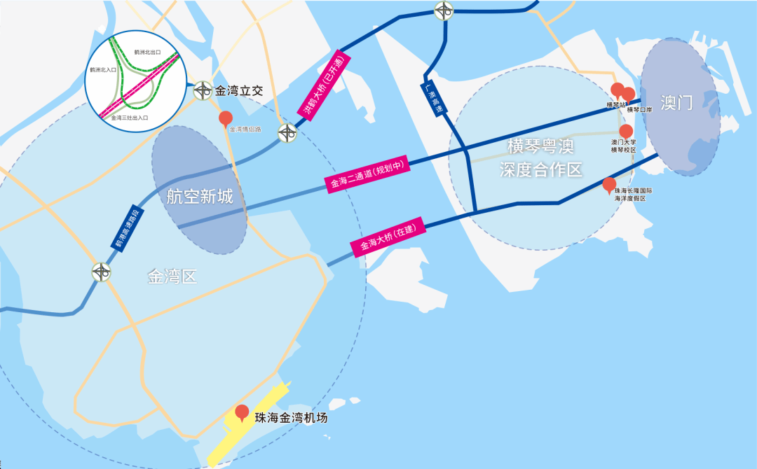 设计时速100公里,直接连通江珠高速,广澳高速,港珠澳大桥珠海连接线