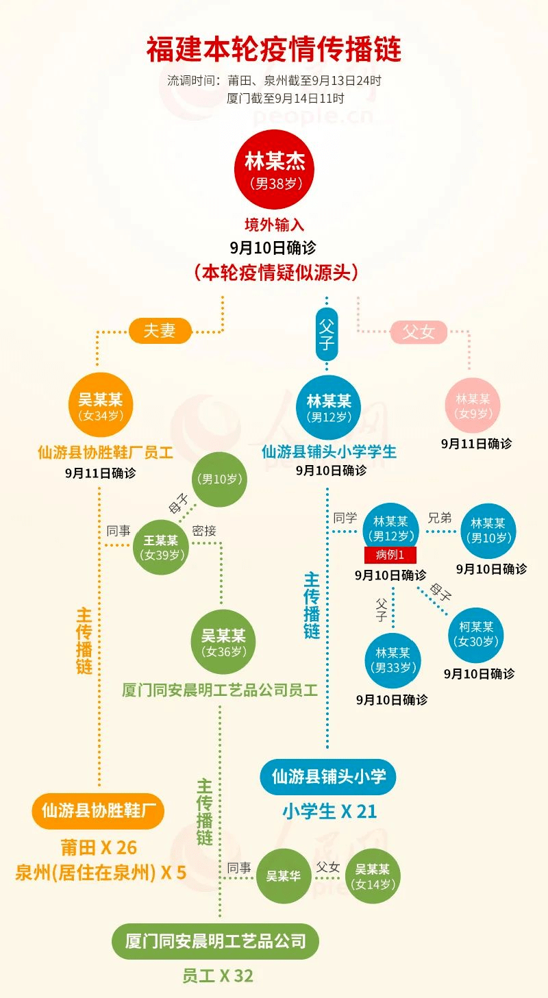 一图看懂福建本轮疫情传播链