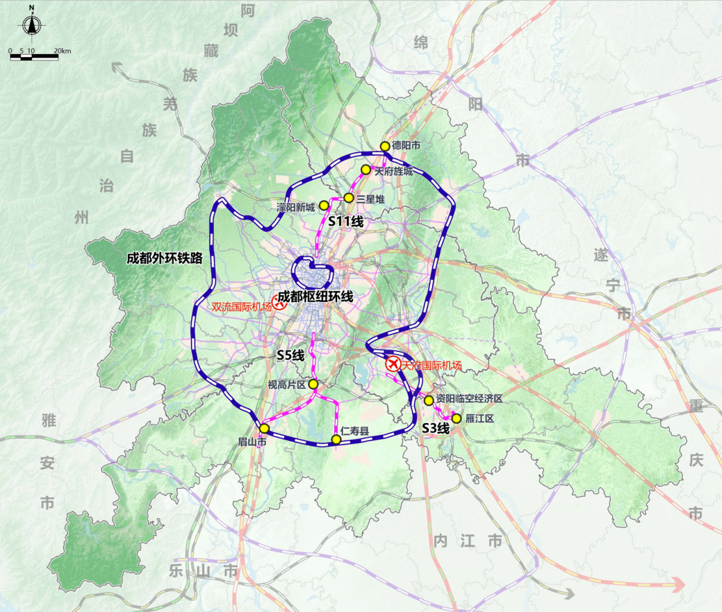 成眉市域铁路s5线主线,成都外环铁路眉山段,成都与眉山天府新区断头