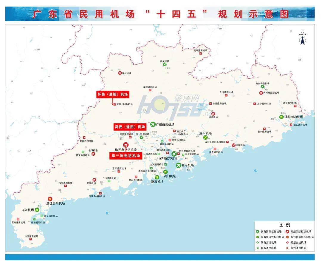 (广州新)机场拟选址于佛山市高明区更合镇和肇庆市高要区蛟塘镇交界处