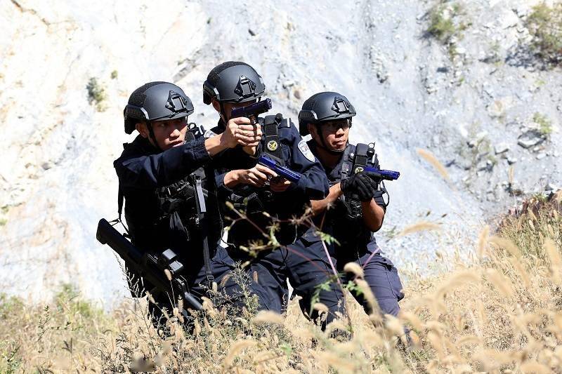 天津公安特警总队组织开展山地围捕战斗训练