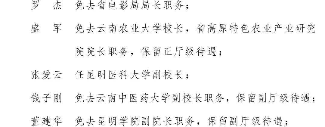 云南省人民政府发布8名干部任免职通知
