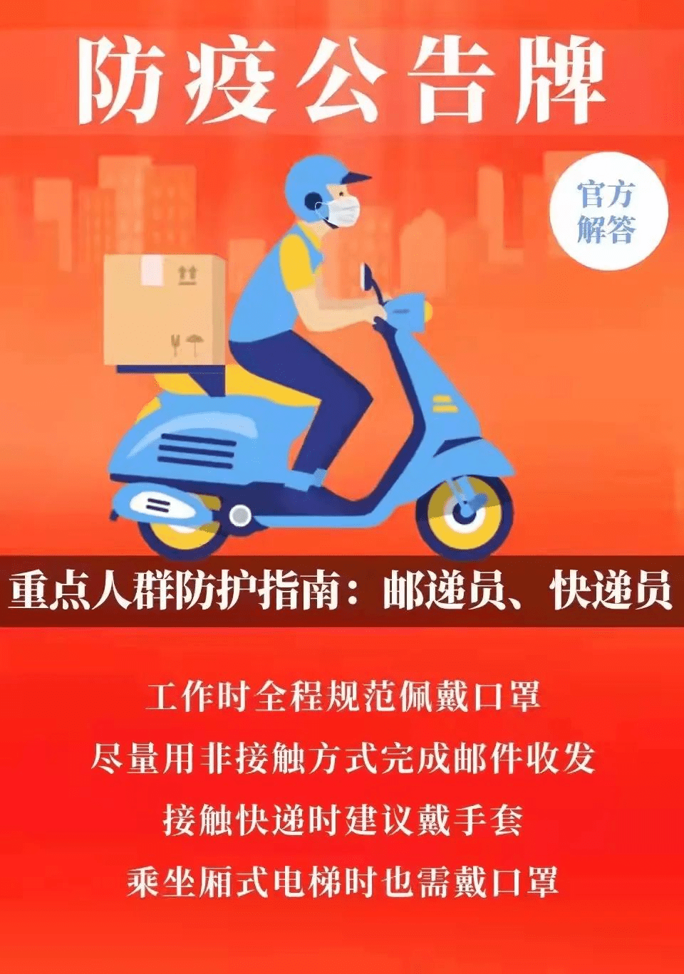 防疫公告牌 重点人群防护指南—邮递员,快递员