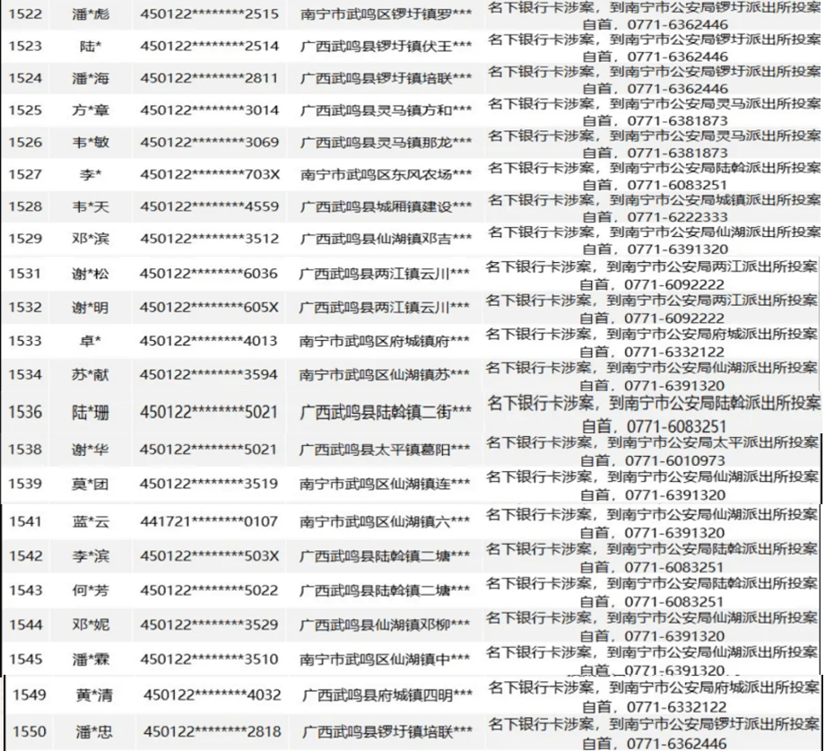 武鸣这些人请速投案自首争取从宽处理