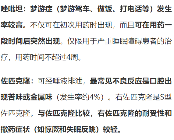 二,唑吡坦,佐匹克隆,扎来普隆的区别1,半衰期2,不良反应特别提醒:同苯