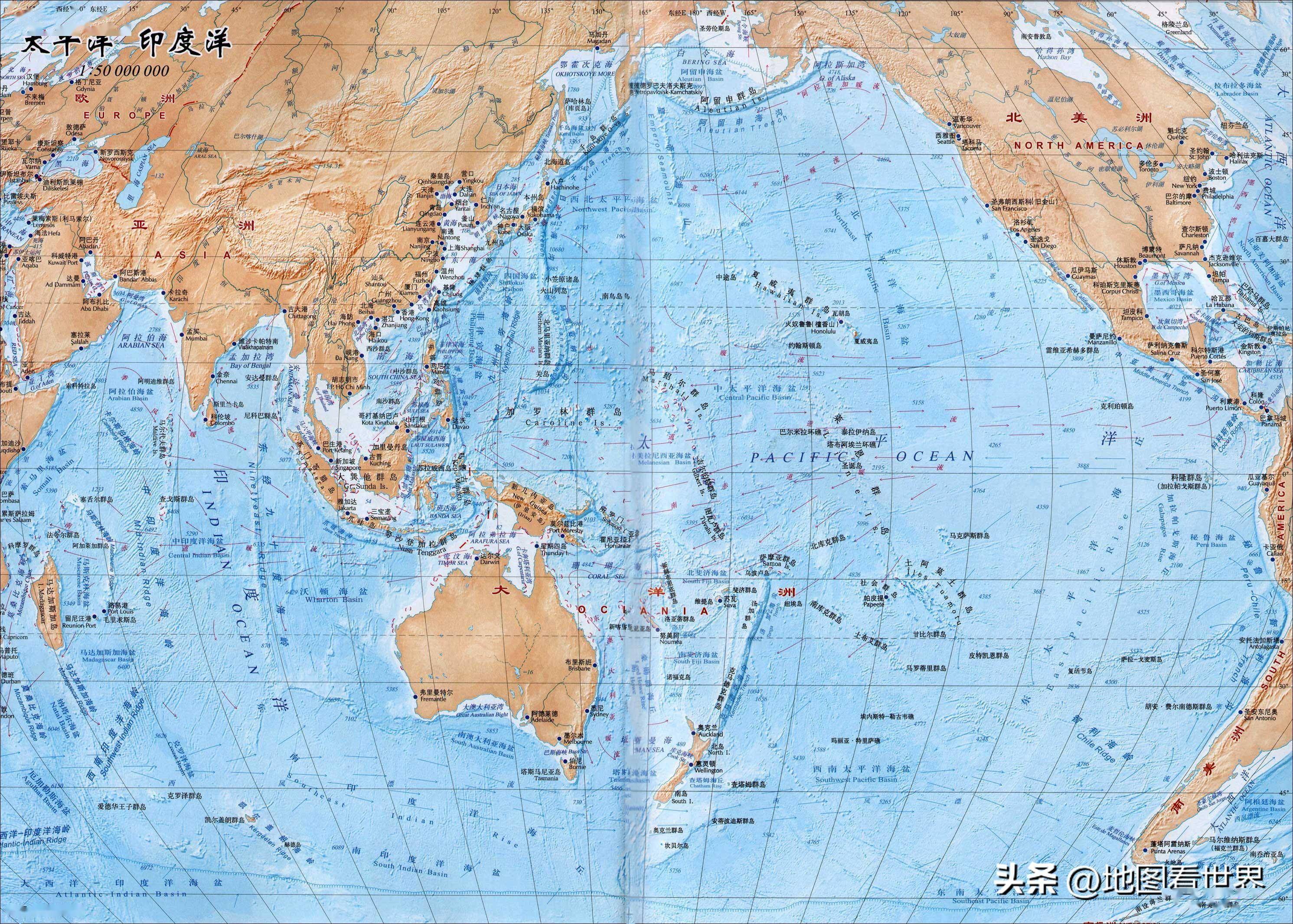 以五大洋划分,太平洋拥有的海最多,共有26个,分别是白令海,鄂霍次克海