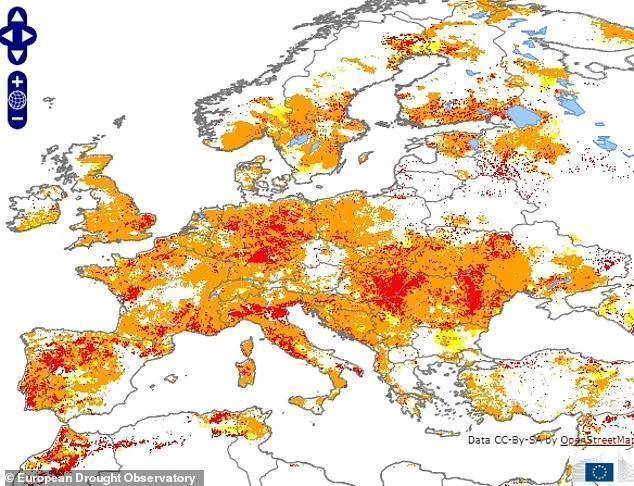 欧洲经历有记录以来的最热夏天，高温导致河流干涸和山林火灾
