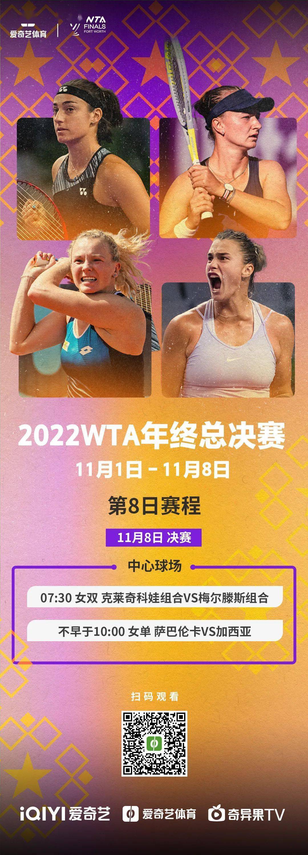 曲播预告丨WTA年末总决赛迎来收官之战！