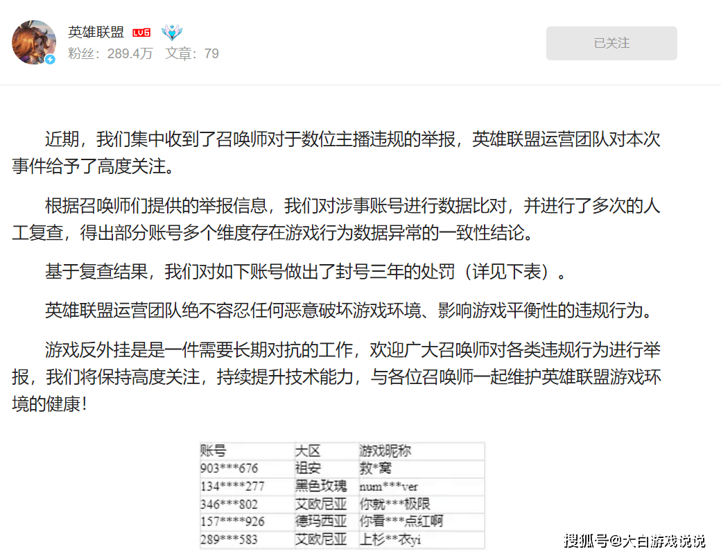 大快人心：LOL官方发布公告，实锤黑洞KING和厄风琉斯开挂