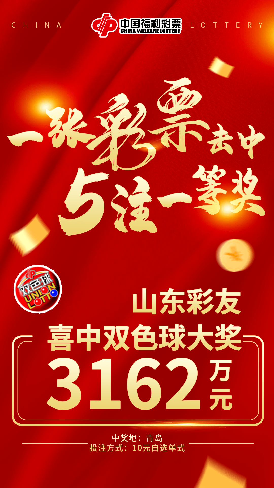 欧亿7平台-欧亿7注册-欧亿7登录(广东福彩短信投注是真的吗)重磅消息!山东一张彩票中得5注双色球一等奖!斩获3162万元!,