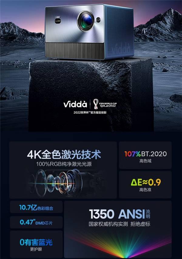 恋人节买Vidda C1三色激光投影 以后就能够在家享受实正4K片子