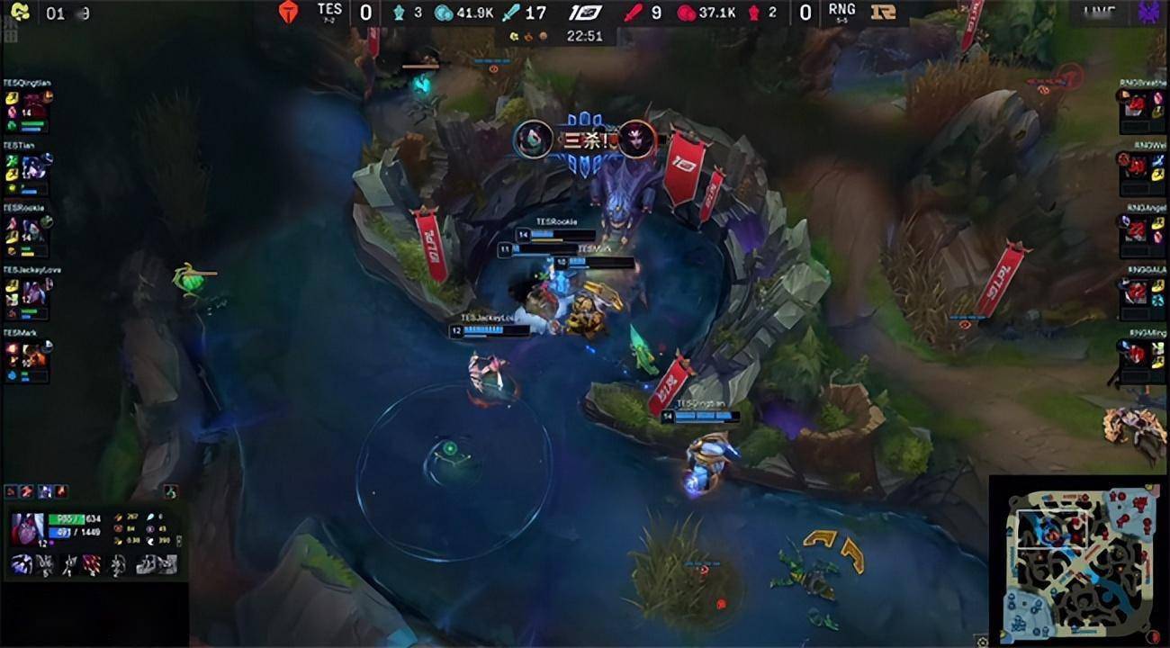 LOL-LPL：Rookie超神阿卡丽一打三轻取三杀，TES 2-0战胜RNG！