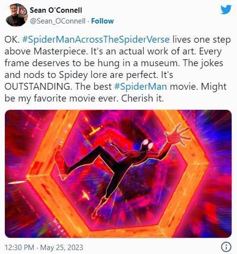 《蜘蛛侠：纵横宇宙》获超高评价