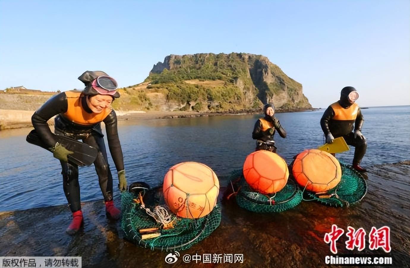 韩国海女抗议福岛核污染水排海 金正子 排放 日本