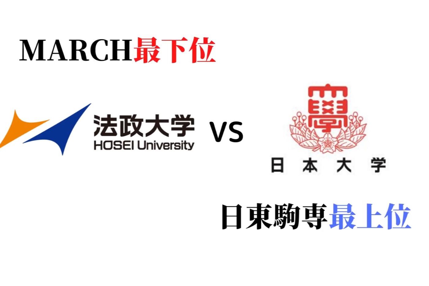 法政大学vs日本大学日本march最低位和日东驹专最高位的差距