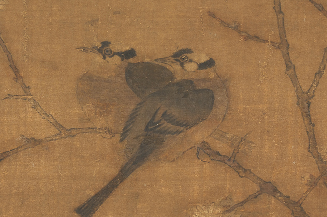 385 掛軸 宋徽宗 「蝋梅山禽圖」 二玄社 ○ 中国画 花鳥図 明