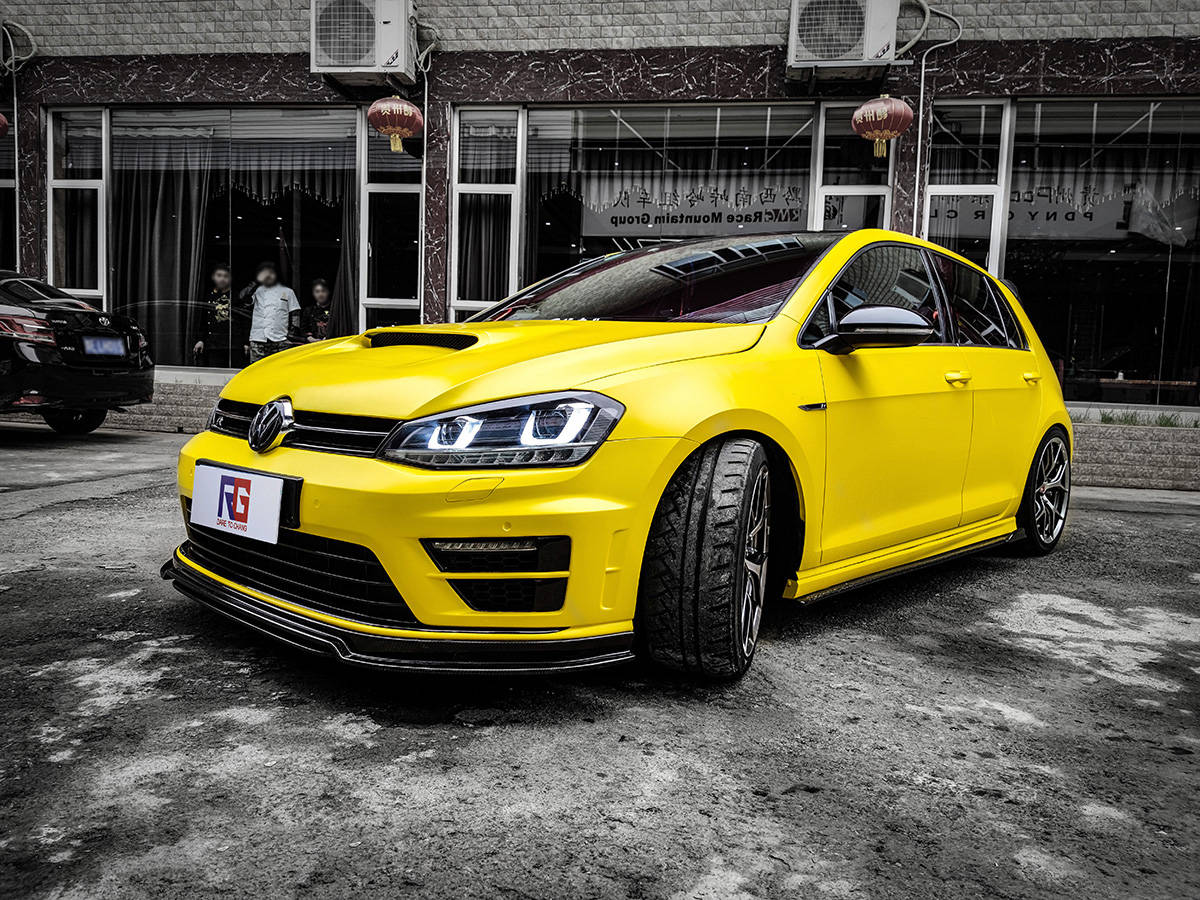 大众高尔夫车身改色电光嫩芽黄 rg瑞集改色膜广州总店出品