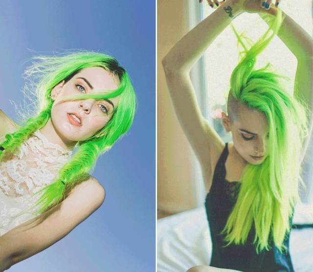让人不得不承认,染一头草绿色的头发发色最佳,最时髦打开方式.