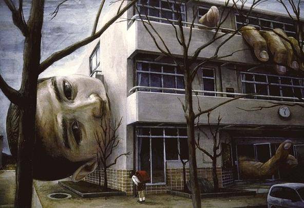 的画作中,也能看到怪兽体内诞生的婴儿,但虽然他的画有些元素荒诞不羁