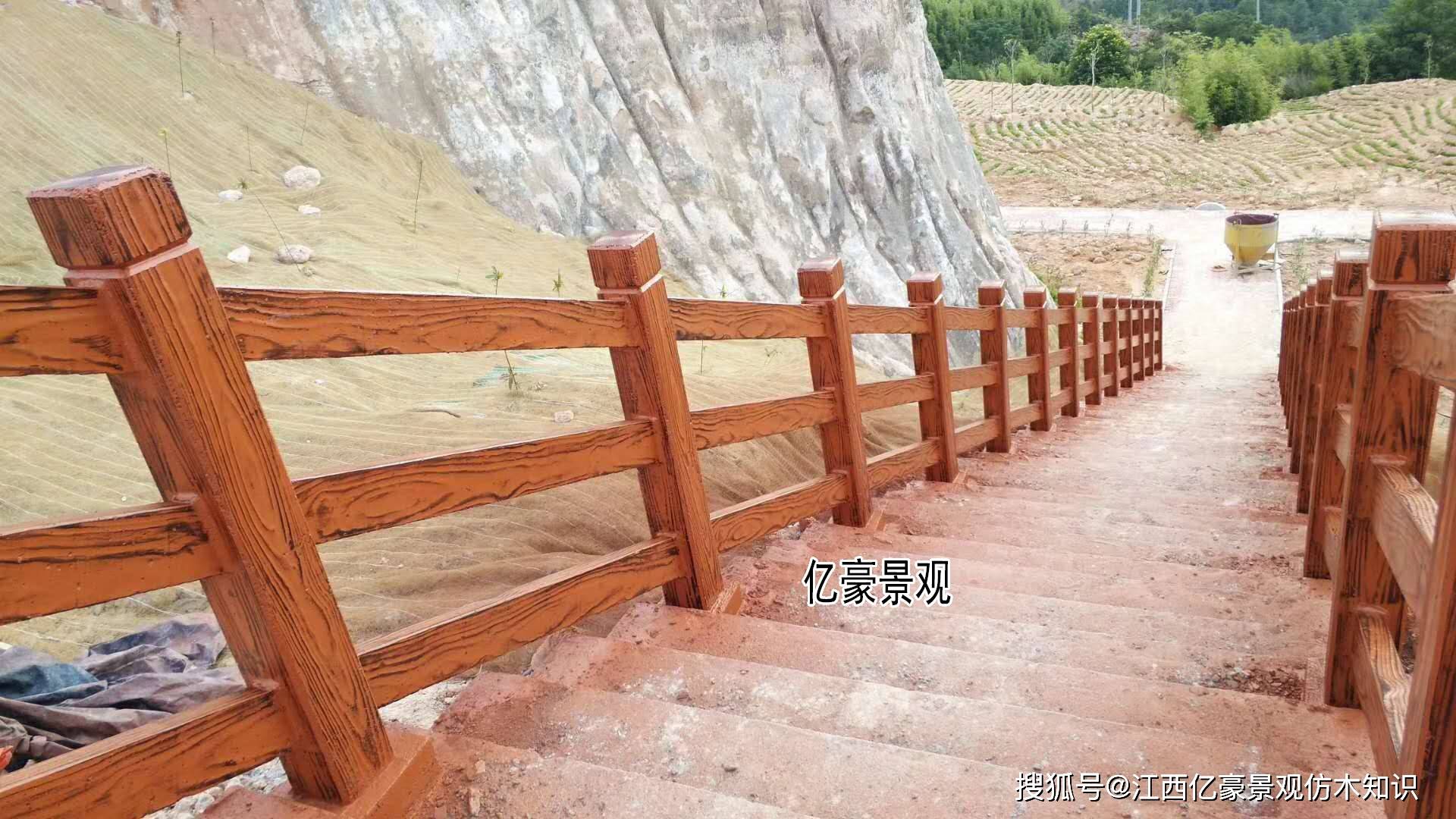 福建泉州仿木欄杆美麗鄉村建設,漳州仿木護欄水泥製作魚池塘圍欄