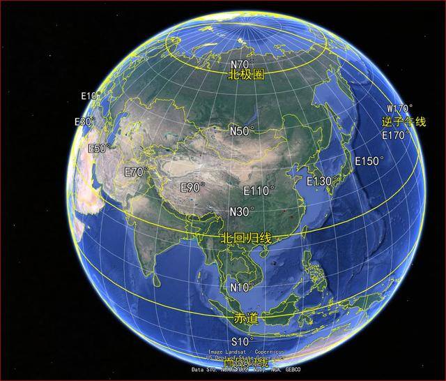 地球经纬度 平面图图片