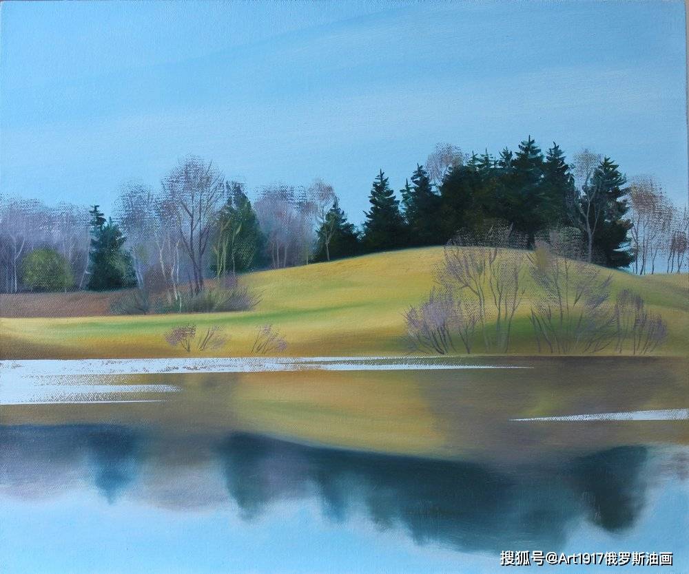 《湖光倒影》 布面油画 50x60cm 2018年