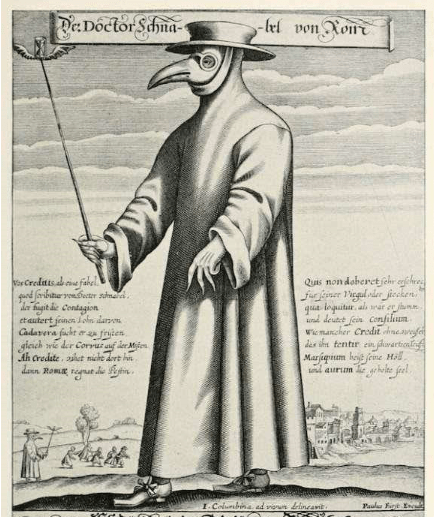 中世纪欧洲医生,佩戴鸟嘴面具防护