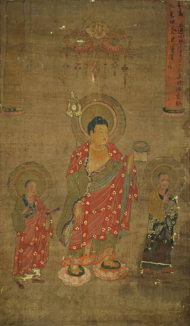 法国吉美博物馆藏敦煌唐代绢画《药师如来接引图》