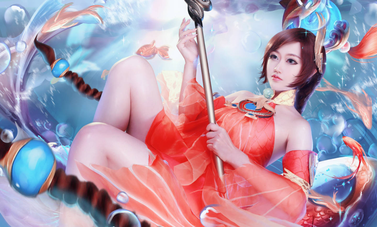 王者峡谷 沧海之曜大乔cos,你喜欢大长腿吗?