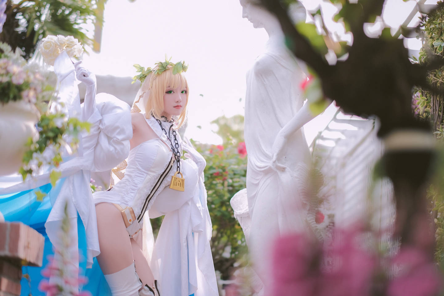 每日圖鑑大賞,fgo 尼祿紅saber cos,白紗裙太美了!