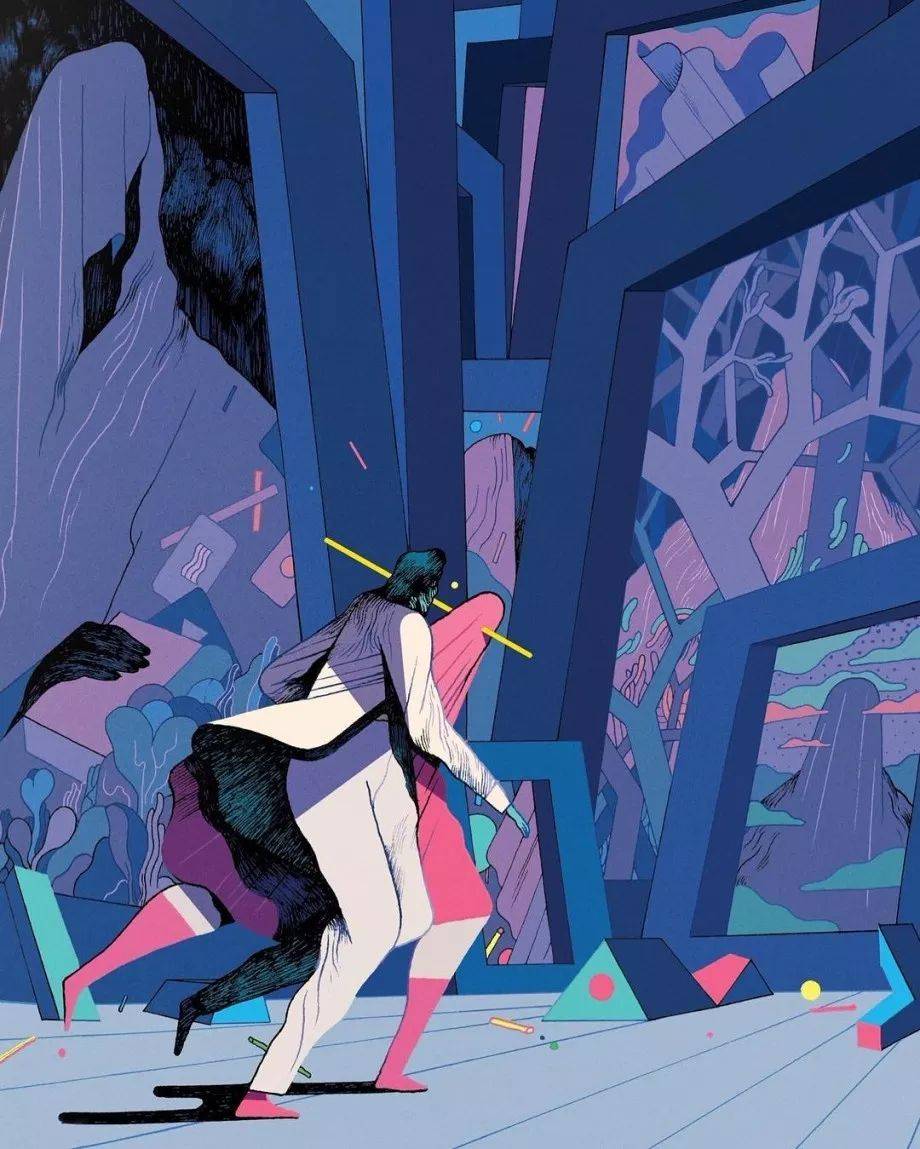 插画家rune的抽象超现实主义风格!来自虚与实之间的激烈碰撞!