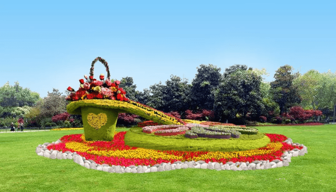 绿雕立体花坛扮靓城市