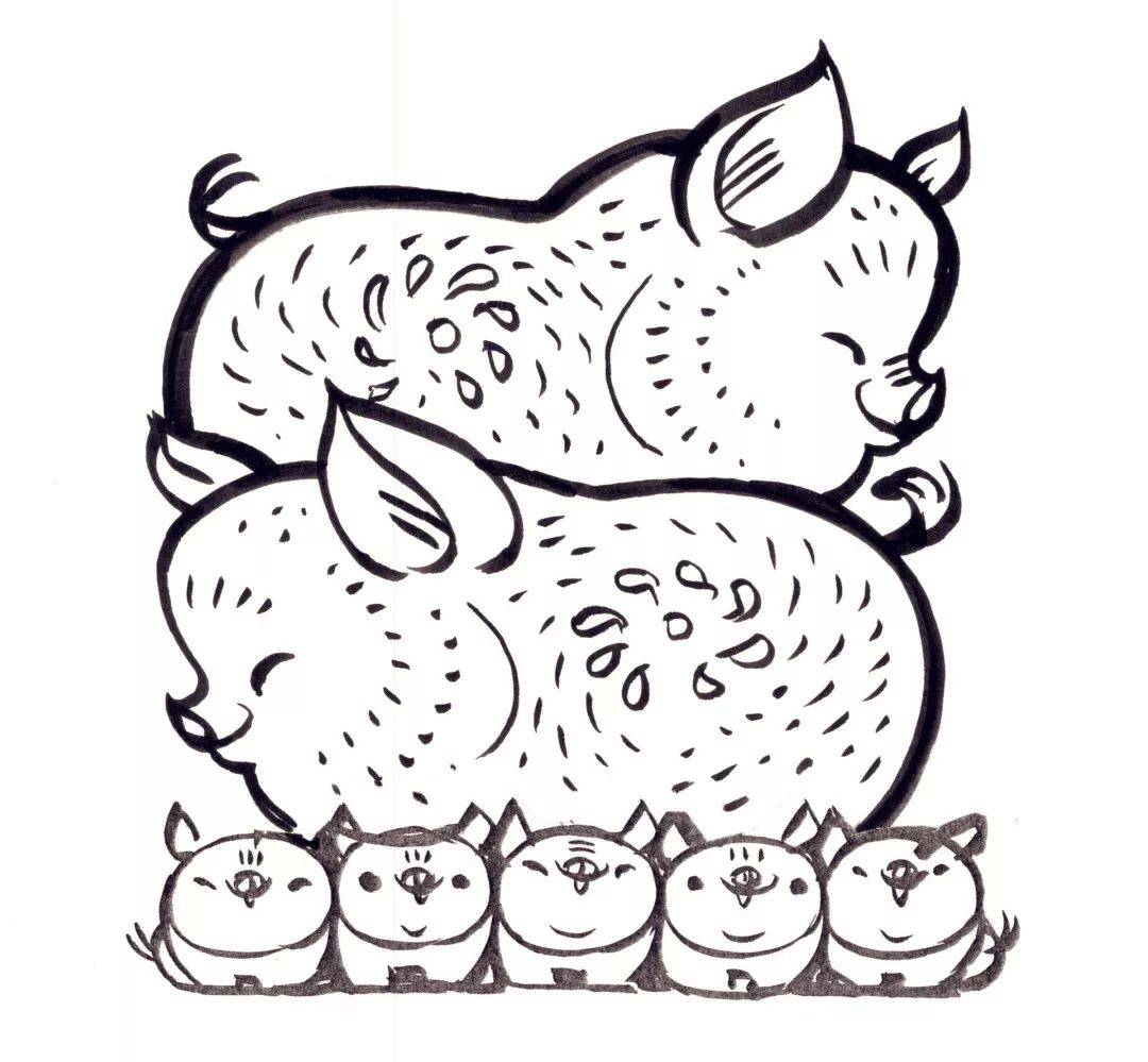 名家画猪,祝您新年诸事如意!