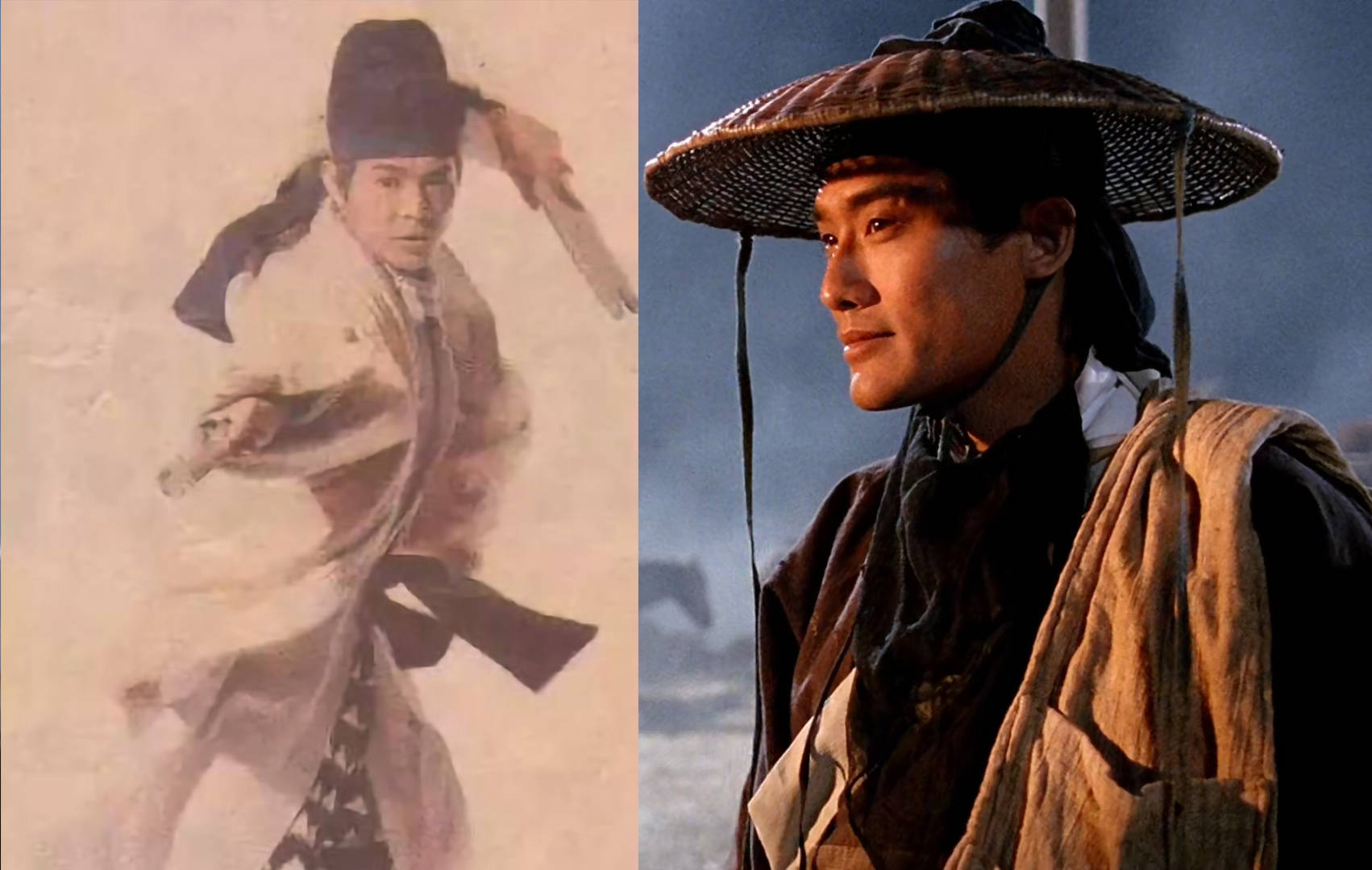 李连杰饰演周淮安(下图为李连杰版周淮安定妆照与梁家辉版剧照对比)