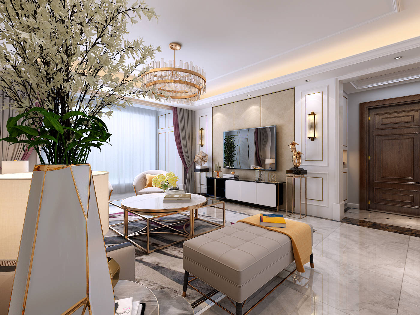 世茂三号院155平下叠现代轻奢装修设计_餐厅