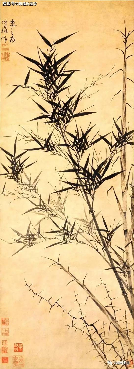 元代画竹大家顾安的墨竹!