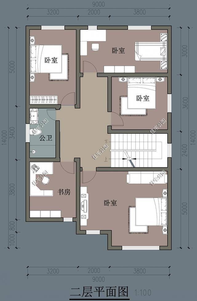 宽9x长14米自建房图纸图片