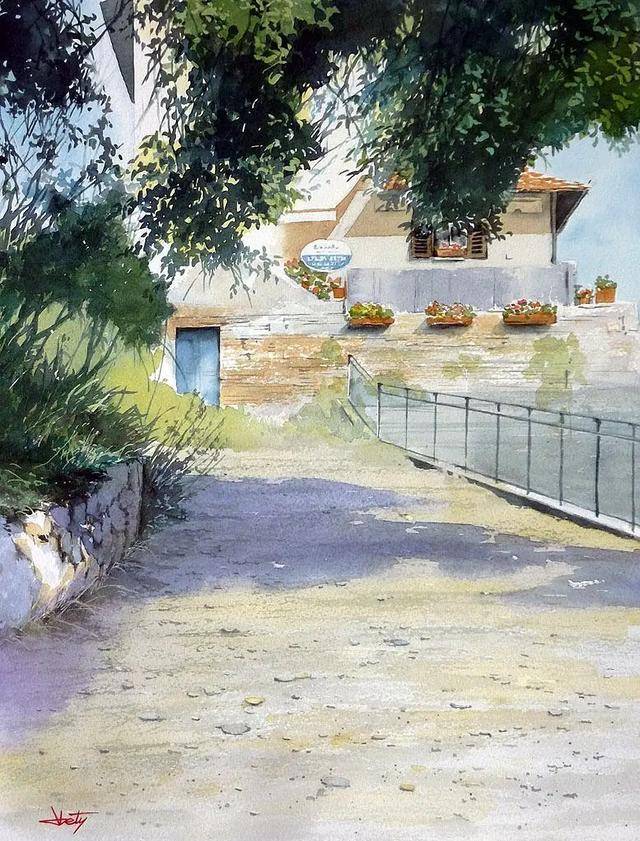 来自abe toshiyuki,日本水彩 画一组写实水彩风景画!《北京校尉美术》